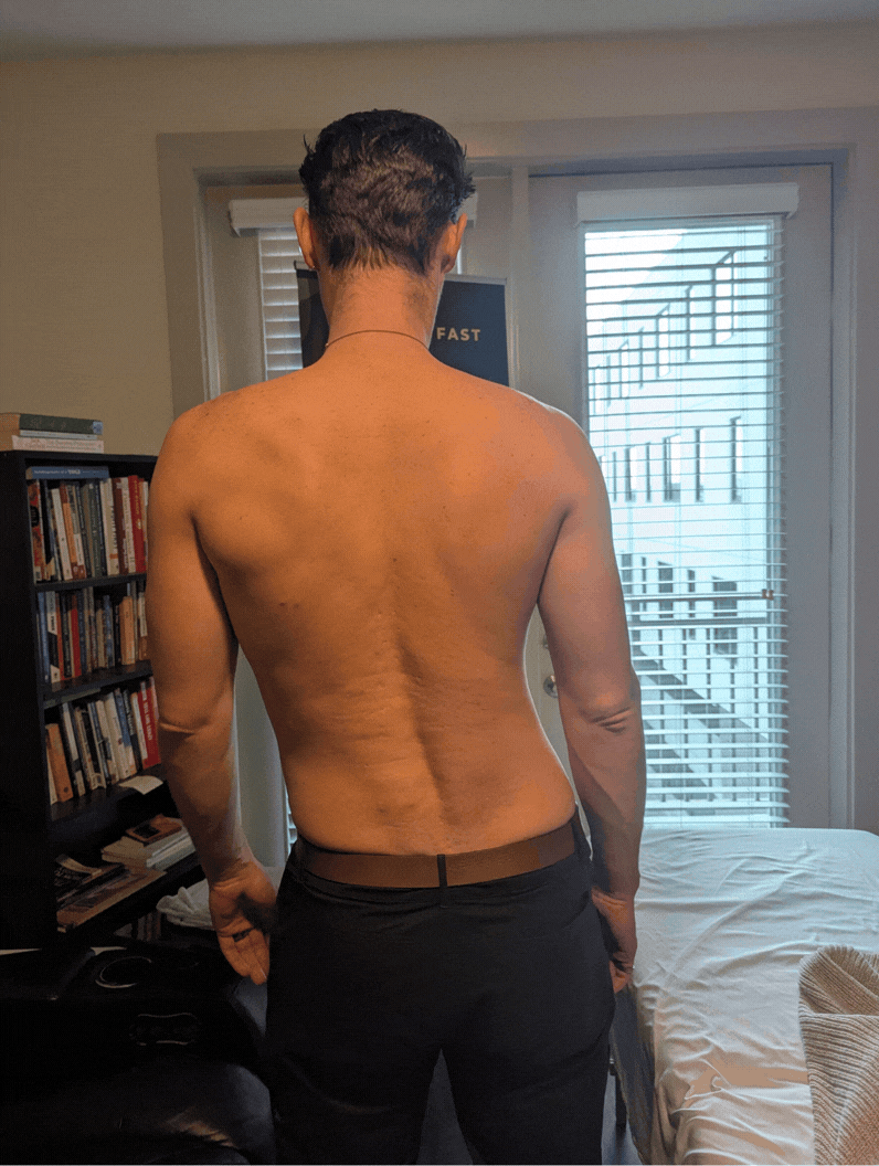 Steven before session — back view